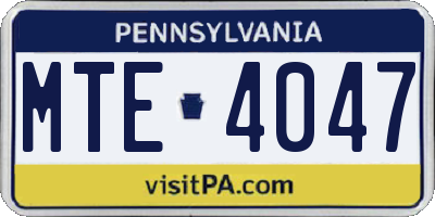 PA license plate MTE4047