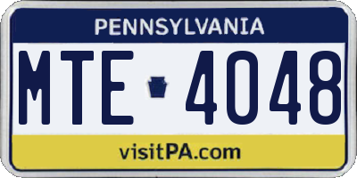 PA license plate MTE4048