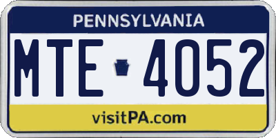 PA license plate MTE4052