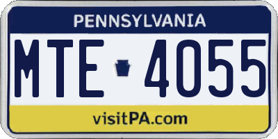 PA license plate MTE4055