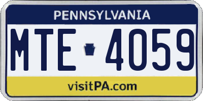 PA license plate MTE4059