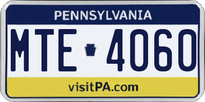 PA license plate MTE4060