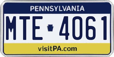 PA license plate MTE4061
