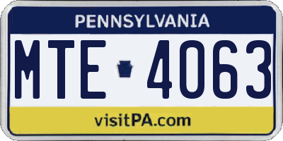 PA license plate MTE4063