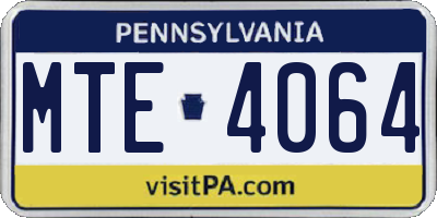 PA license plate MTE4064