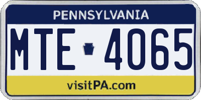 PA license plate MTE4065