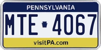 PA license plate MTE4067