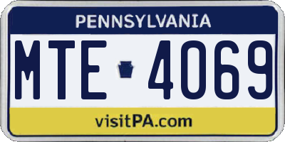 PA license plate MTE4069