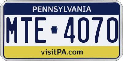 PA license plate MTE4070