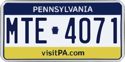PA license plate MTE4071