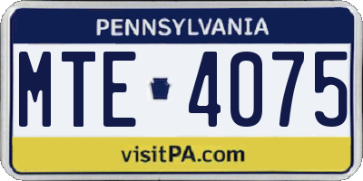 PA license plate MTE4075