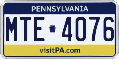 PA license plate MTE4076