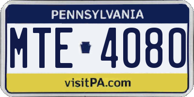 PA license plate MTE4080