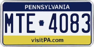 PA license plate MTE4083