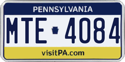 PA license plate MTE4084