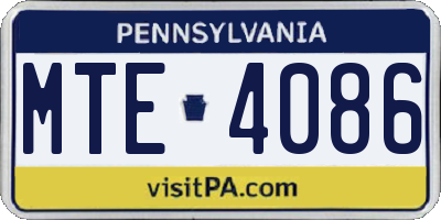 PA license plate MTE4086