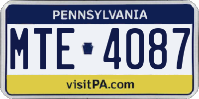 PA license plate MTE4087