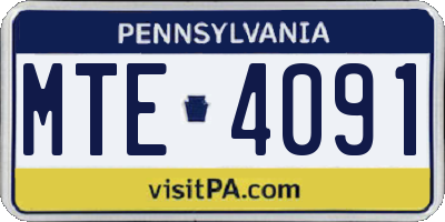 PA license plate MTE4091