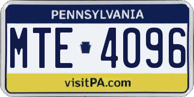 PA license plate MTE4096