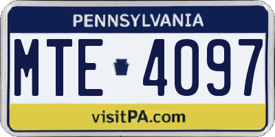 PA license plate MTE4097