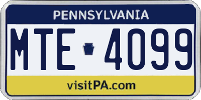PA license plate MTE4099