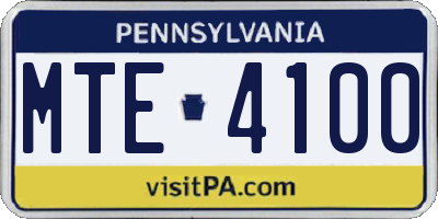 PA license plate MTE4100