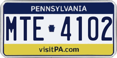 PA license plate MTE4102
