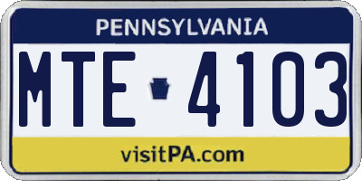 PA license plate MTE4103