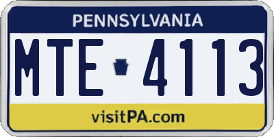 PA license plate MTE4113