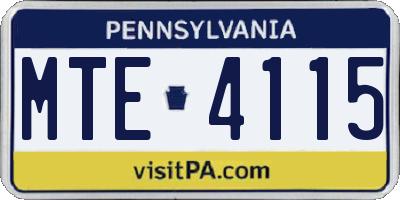 PA license plate MTE4115