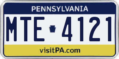 PA license plate MTE4121
