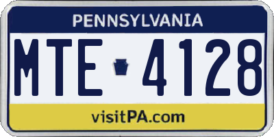 PA license plate MTE4128