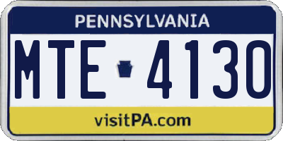 PA license plate MTE4130