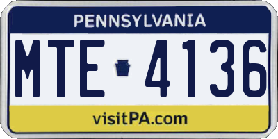PA license plate MTE4136