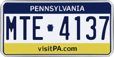 PA license plate MTE4137