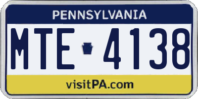 PA license plate MTE4138