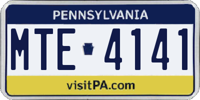 PA license plate MTE4141
