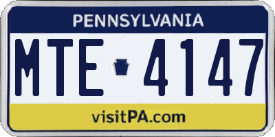 PA license plate MTE4147