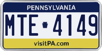 PA license plate MTE4149