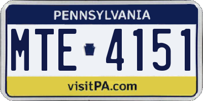 PA license plate MTE4151