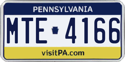 PA license plate MTE4166