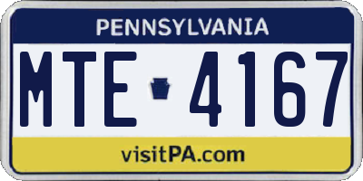 PA license plate MTE4167