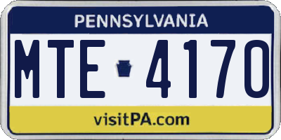 PA license plate MTE4170