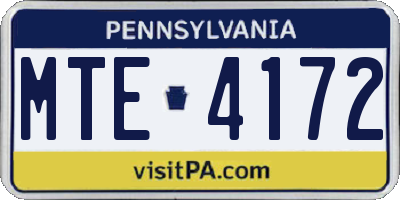 PA license plate MTE4172