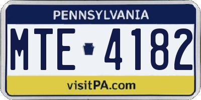 PA license plate MTE4182