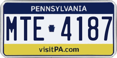 PA license plate MTE4187