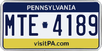 PA license plate MTE4189