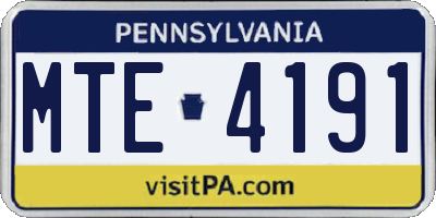 PA license plate MTE4191