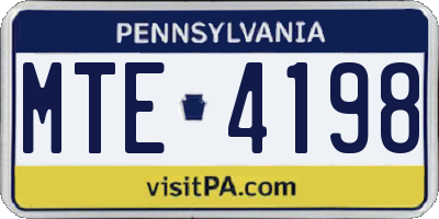 PA license plate MTE4198