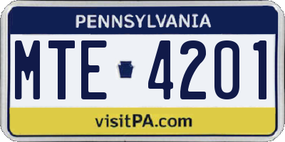 PA license plate MTE4201
